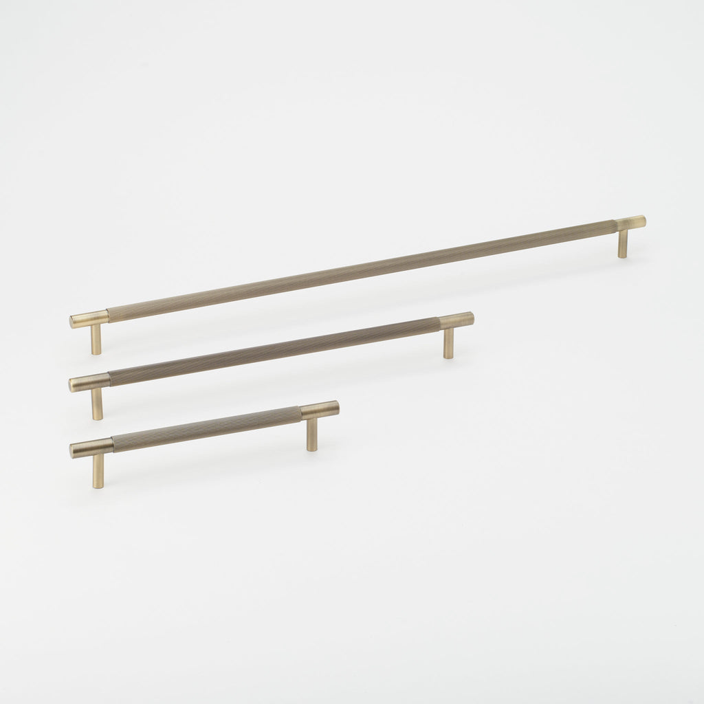 Linear Cabinet Pull in Aged Brass