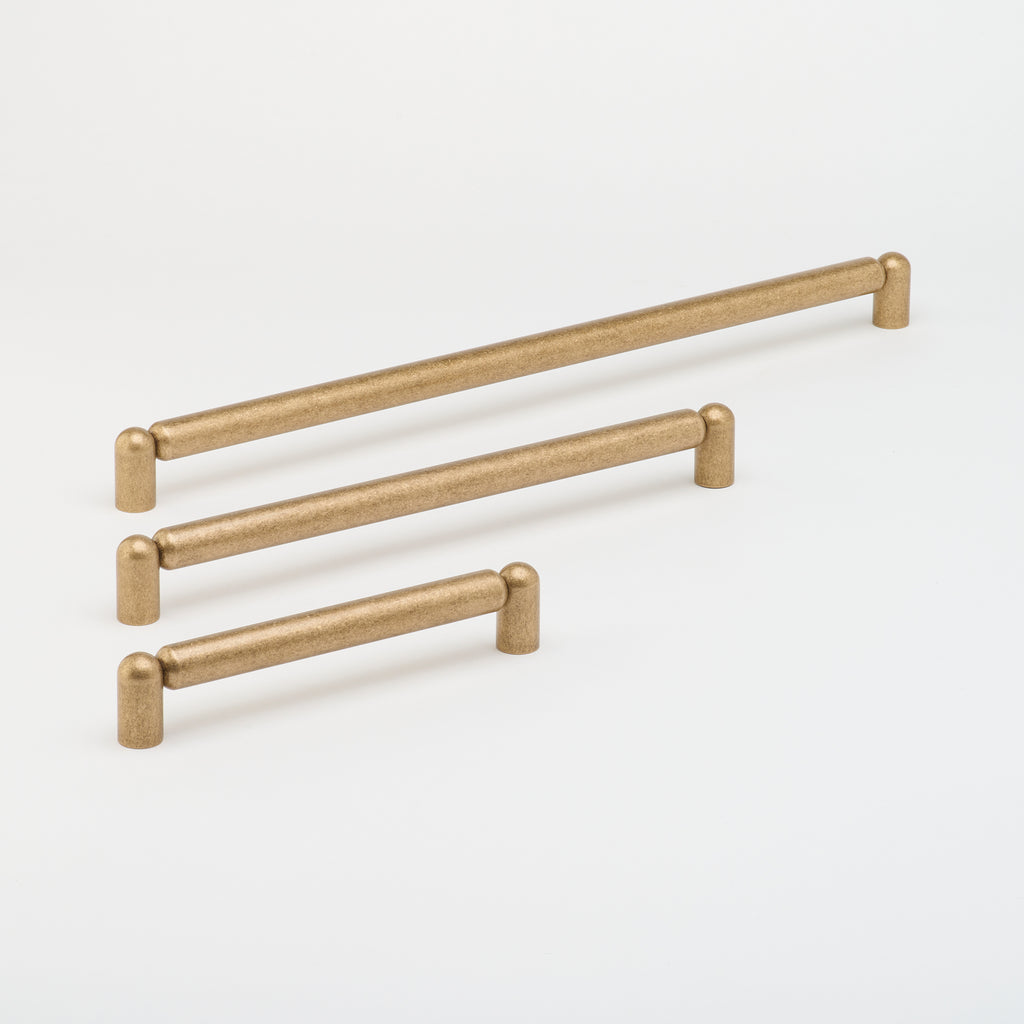 Wand Brass Cabinet Pull in Tumbled Brass — three sizes
