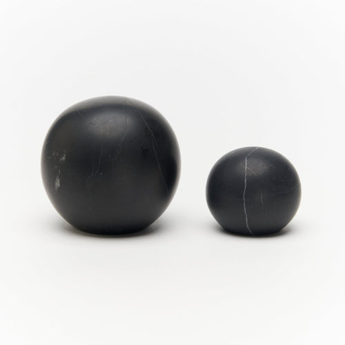 Radnor Marble Cabinet Knob in Black Marquina — both sizes