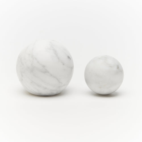 Radnor Marble Cabinet Knob in Carrara — both sizes