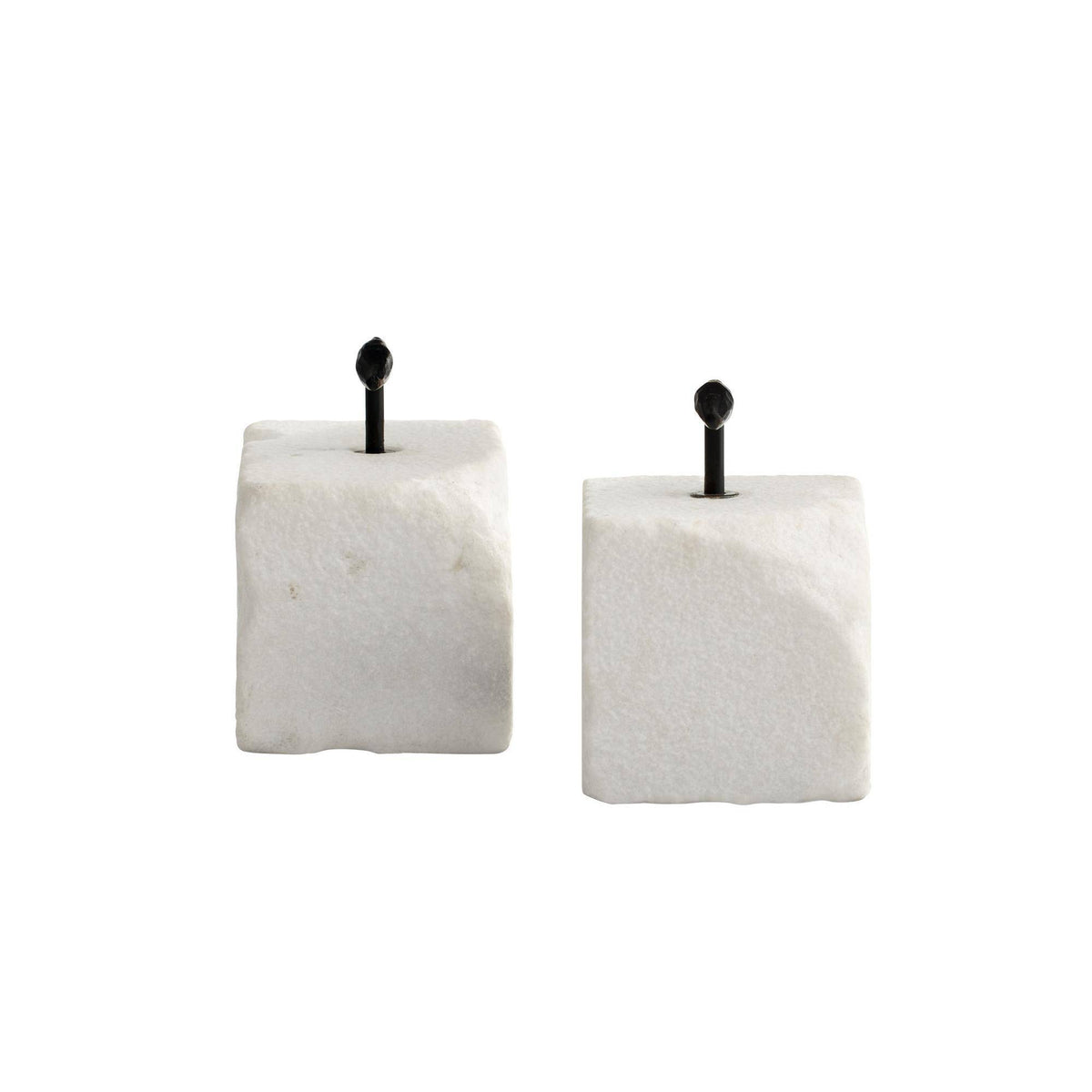 Quarry white marble bookends, additional view