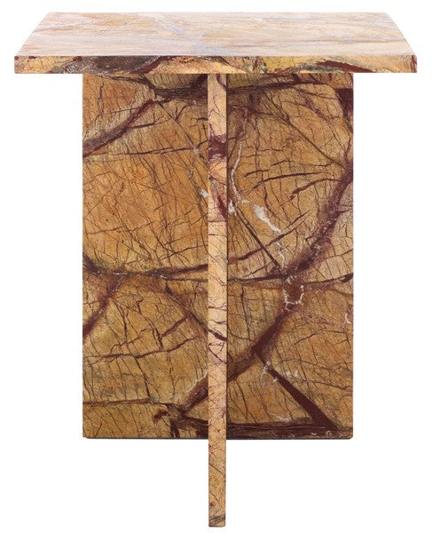 Rachel Blindauer Adriano 2-Leg Marble Accent Table, Beige/Brown