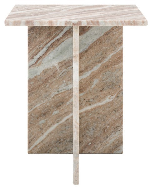 Rachel Blindauer Adriano 2-Leg Marble Accent Table, White/Brown