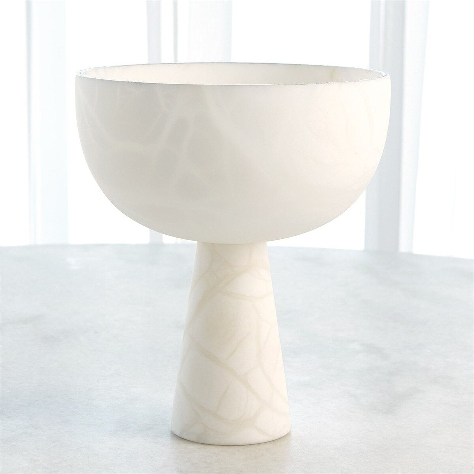 Rachel Blindauer Caspari Footed Alabaster Bowl, Silver