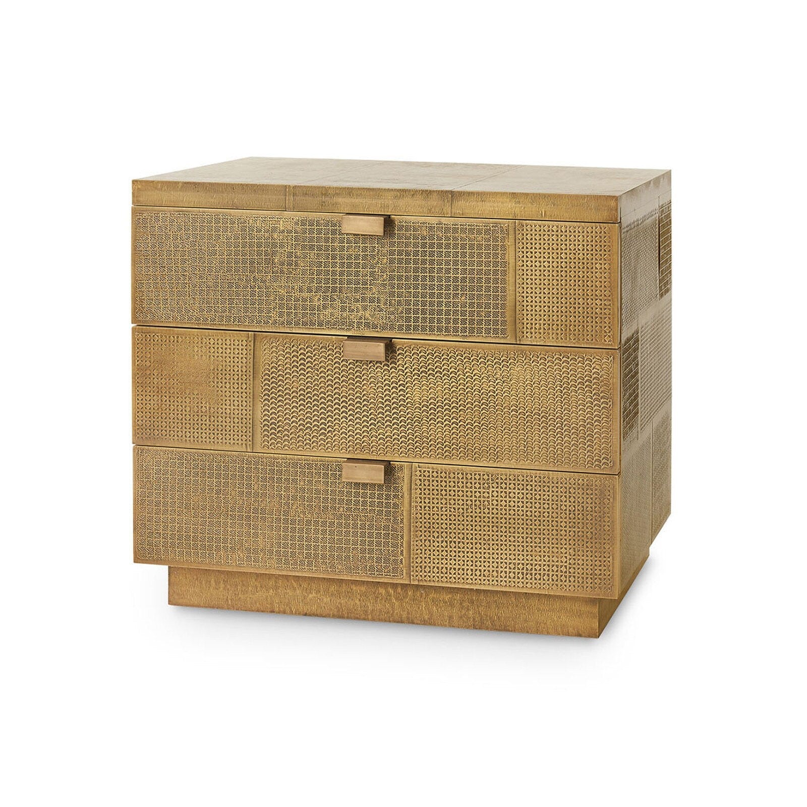 Mark 3-Drawer Side Table in hand-hammered brass