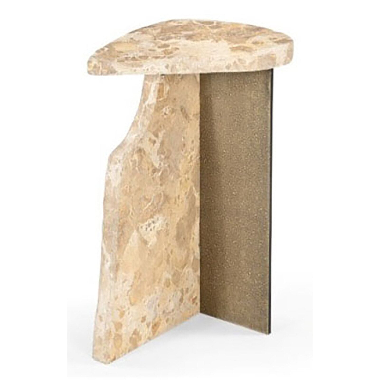 Surya Marble Side Table in beige marble and iron