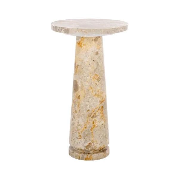 Rachel Blindauer Valentia Round Marble Accent Table, Beige