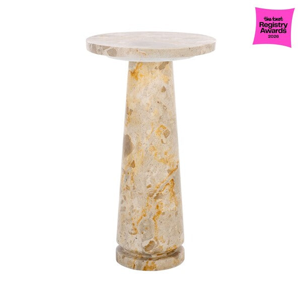 Rachel Blindauer Valentia Round Marble Accent Table, Beige