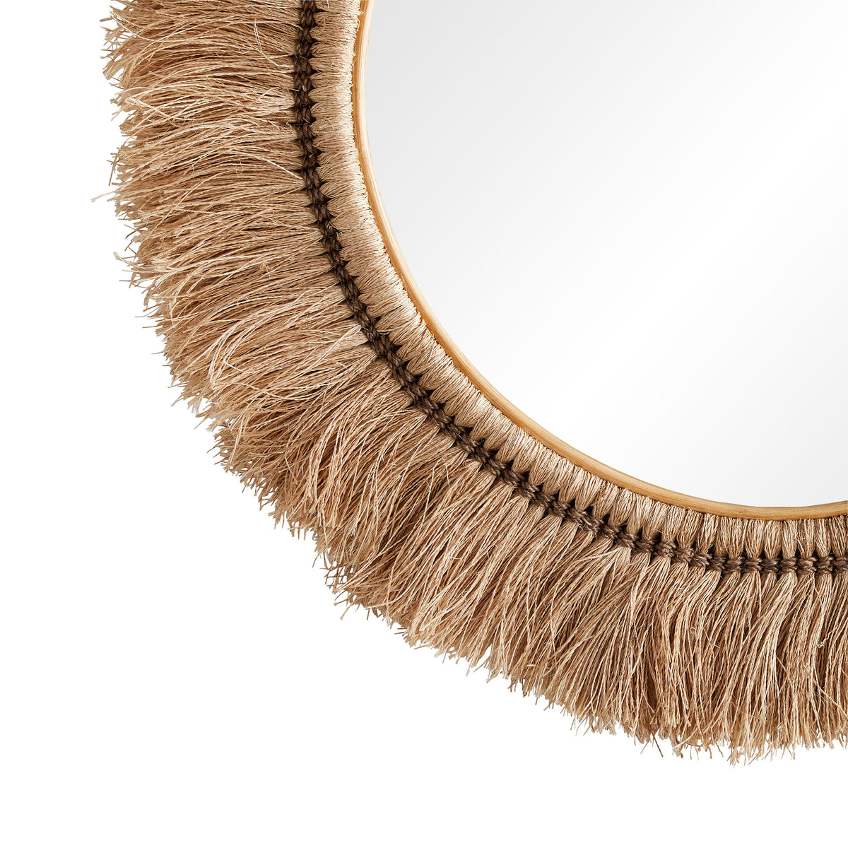 Saffi abaca fringe round mirror, additional view