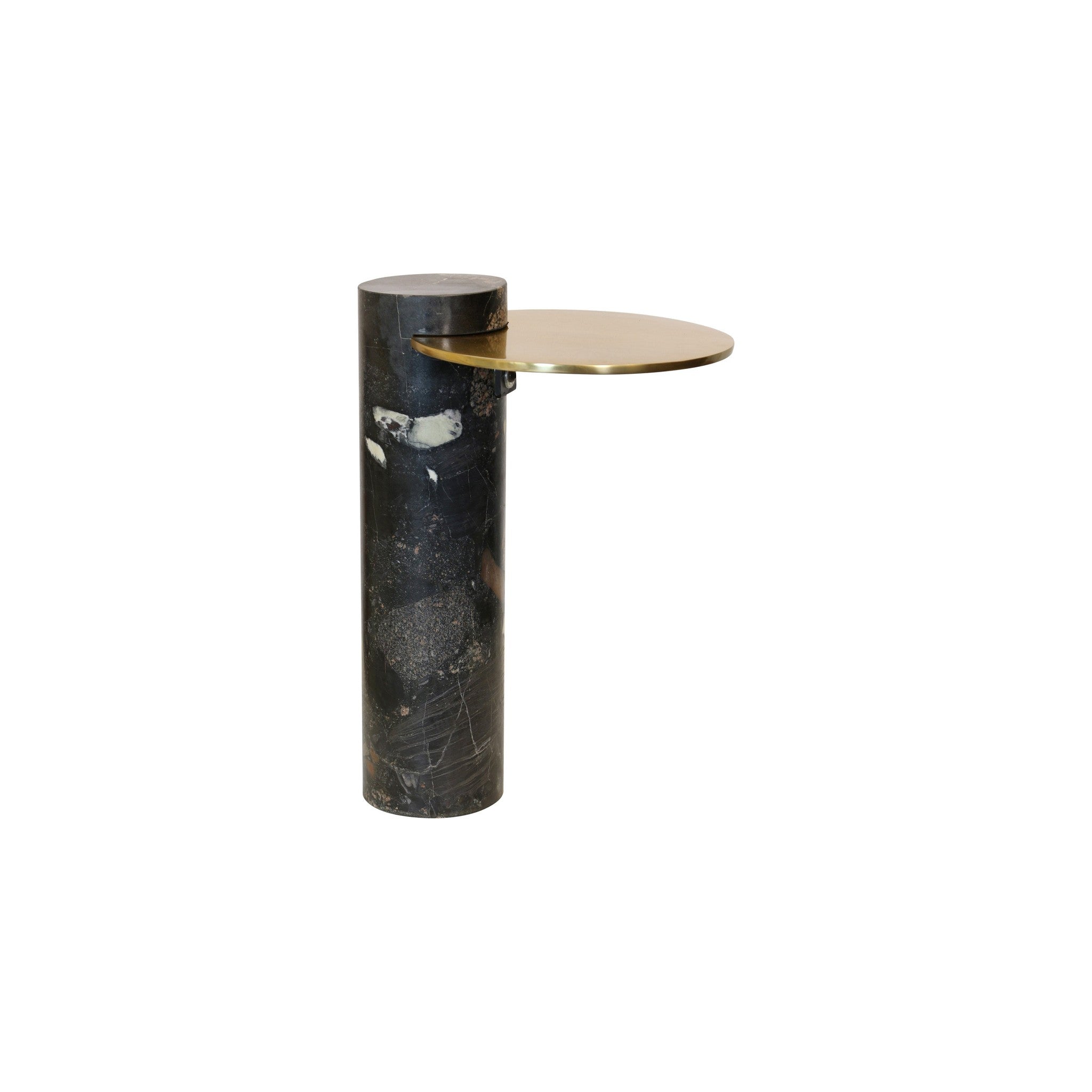 Obsidian Post Table — Brass Top