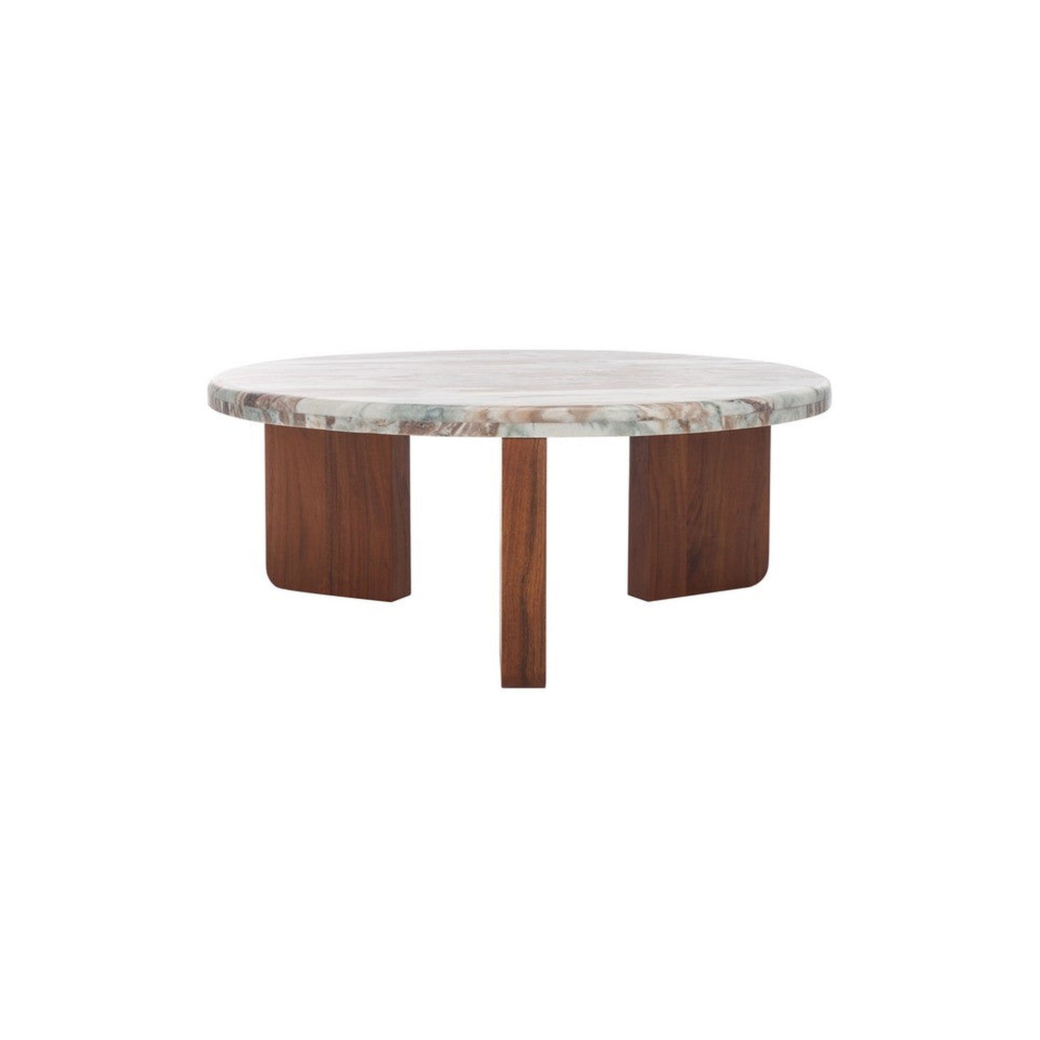 Malkin Round Marble Coffee Table in warm tan — Rachel Blindauer