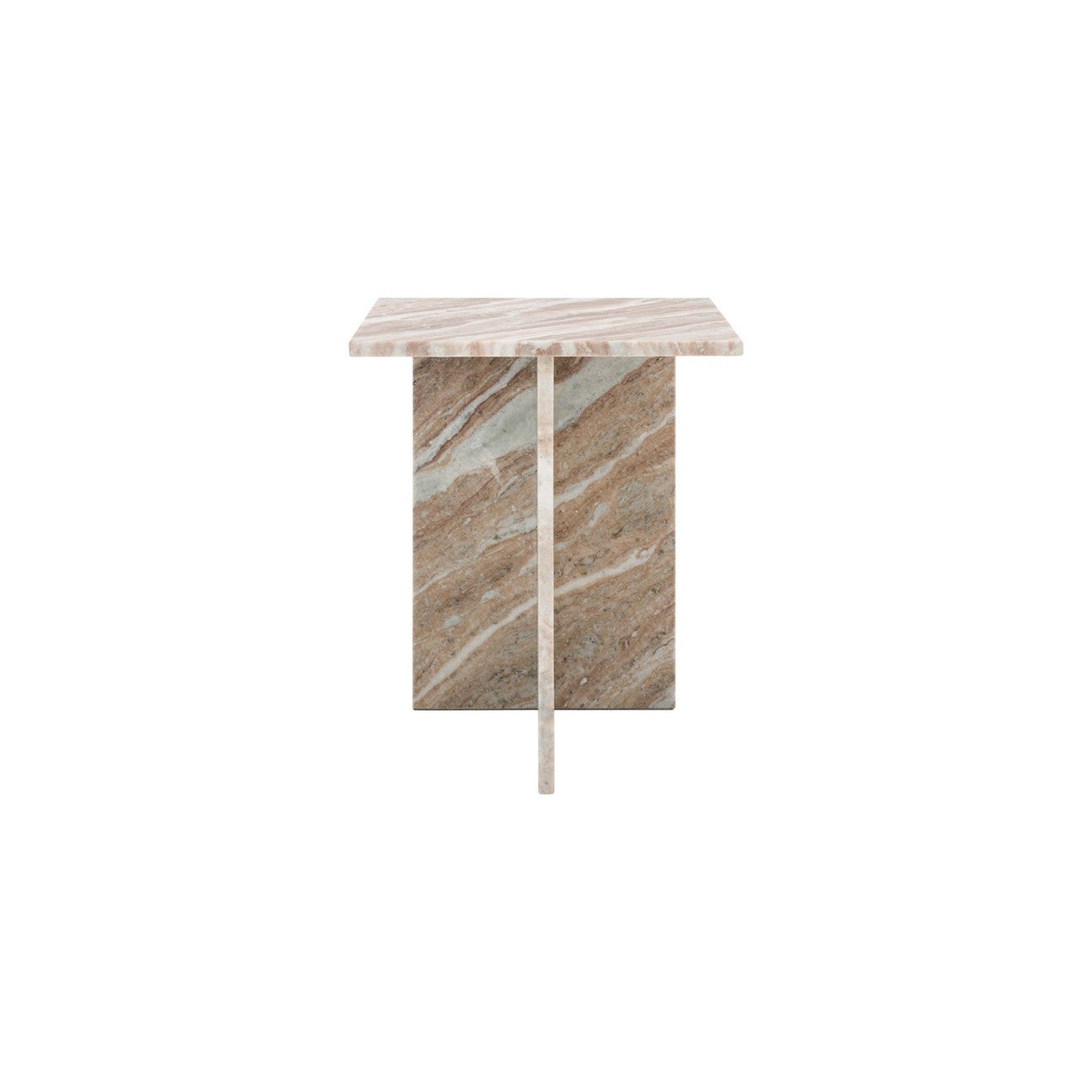 Adriano 2-Leg Marble Accent Table, White/Brown — Rachel Blindauer