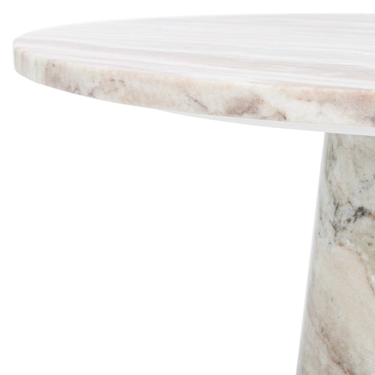 Valentia Tall Round Marble Accent Table, White/Brown