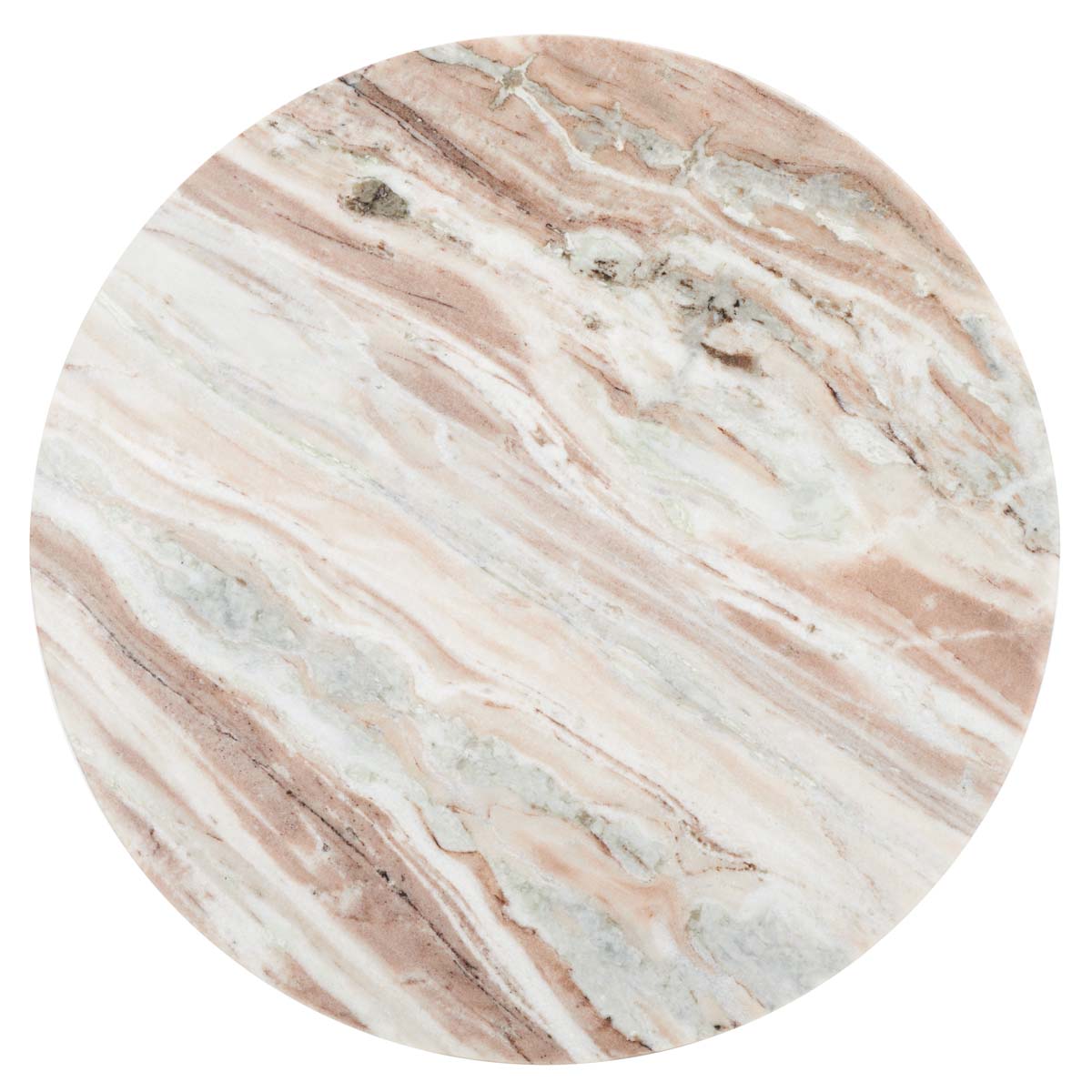 Valentia Tall Round Marble Accent Table, White/Brown