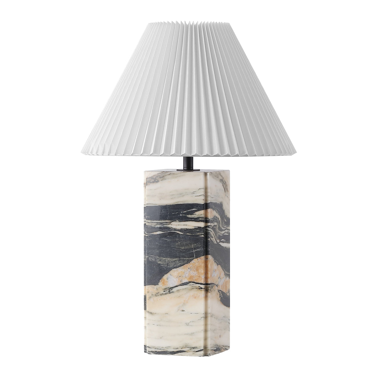 Villefranche Square Marble Table Lamp, Black