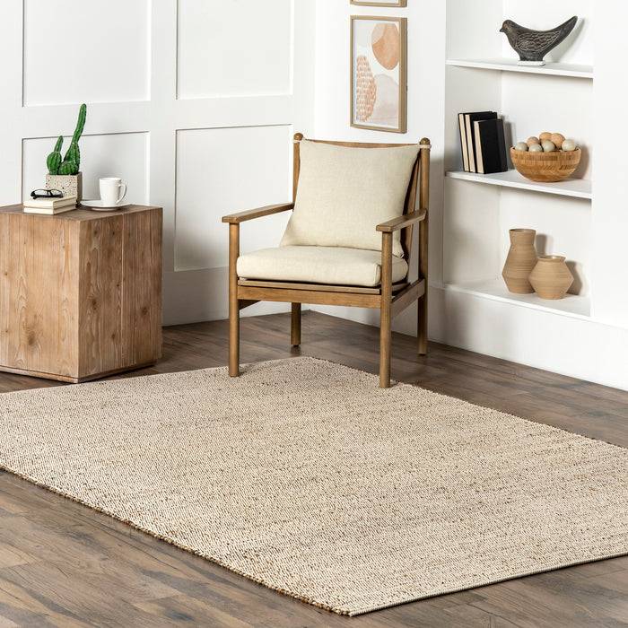 Hawthorne Rug in Natural — styled in a living room