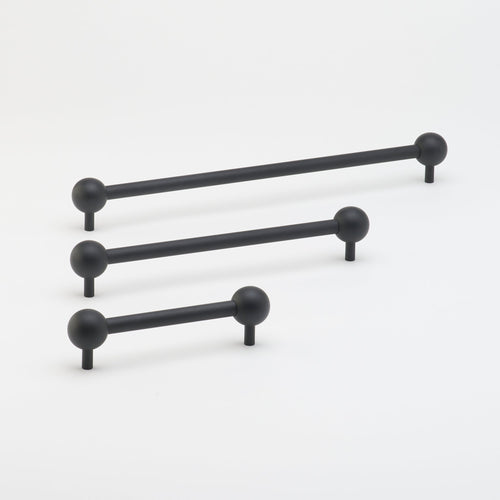 Wand brass cabinet pull in black – sphere drawer pull in three sizes