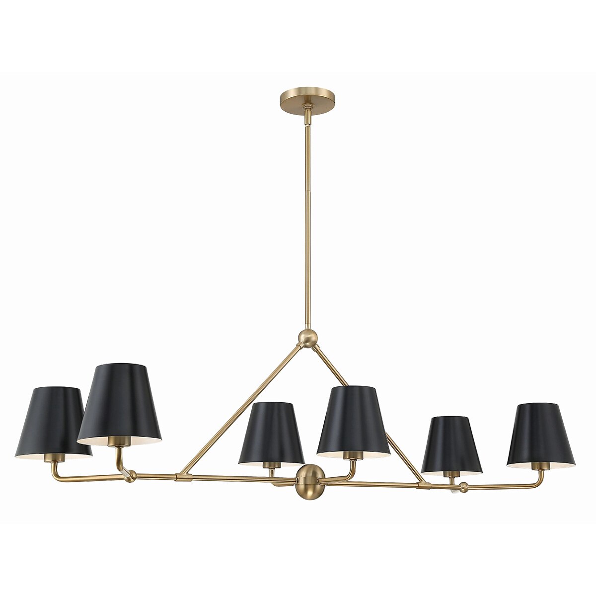 Hollis 6-Light Gold Chandelier - Black shade detail