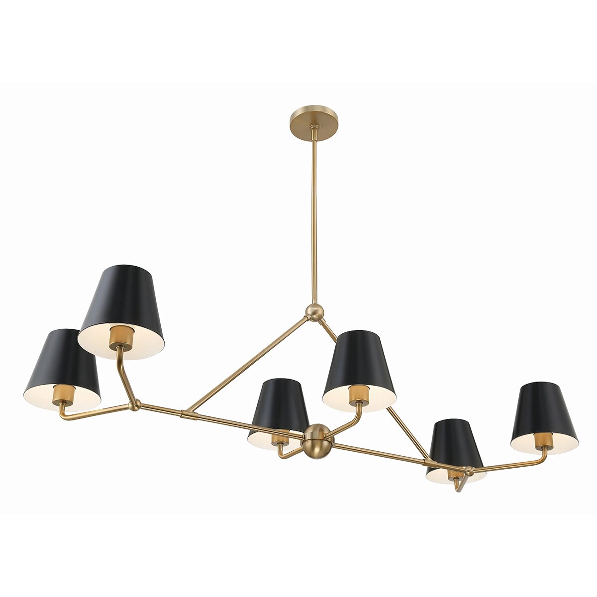Hollis 6-Light Gold Chandelier - Black shade angle