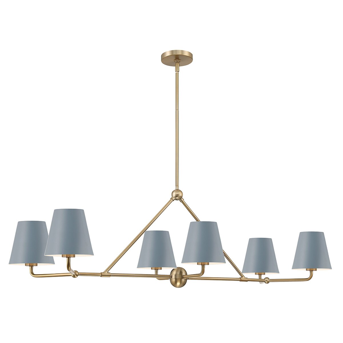 Hollis 6-Light Gold Chandelier - Blue shade detail