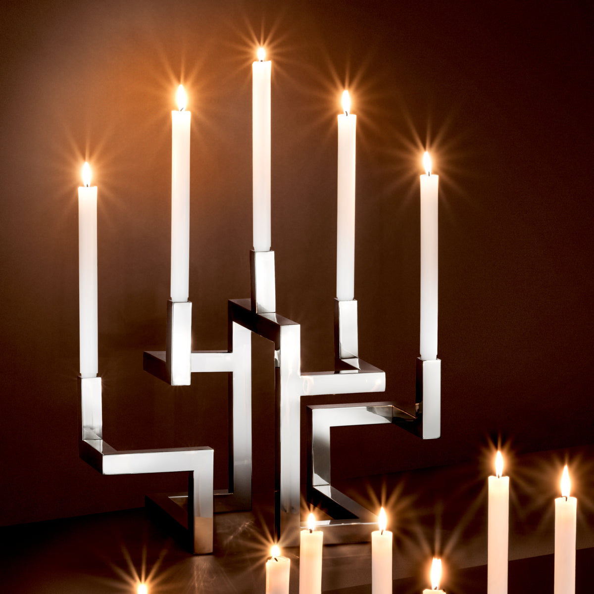 Vicenza Nickel Candelabra with candles