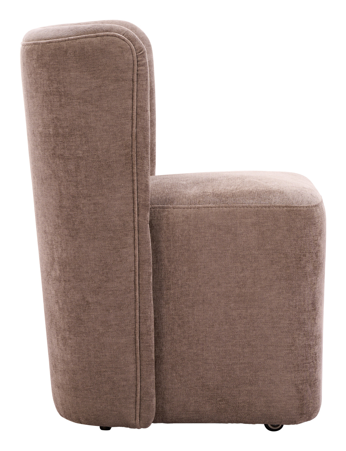 Alderly Dining Chair with Casters in taupe, side angle