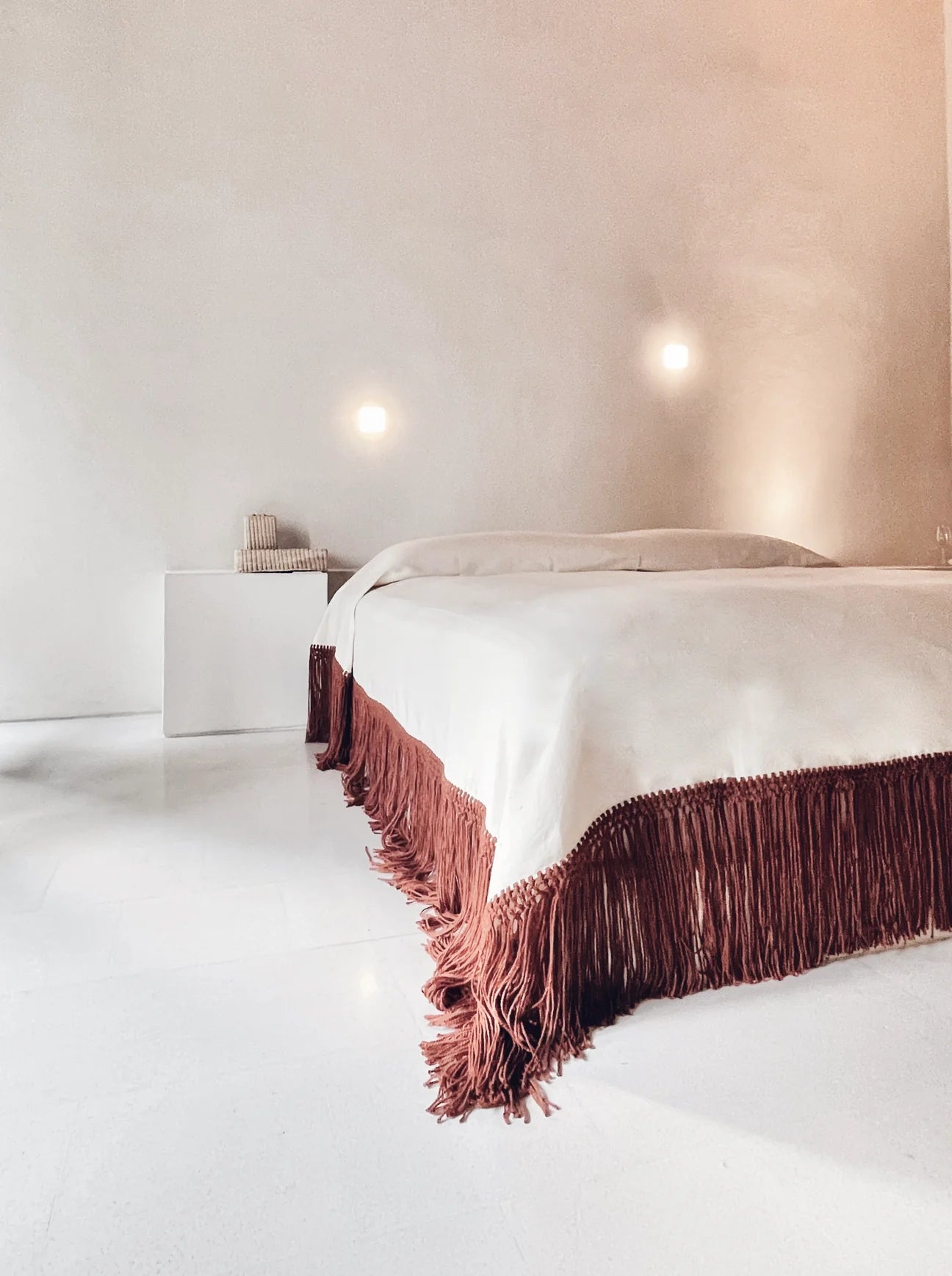Sienna Handwoven Cotton Coverlet – Artisan Fringe Bedspread in Terracotta