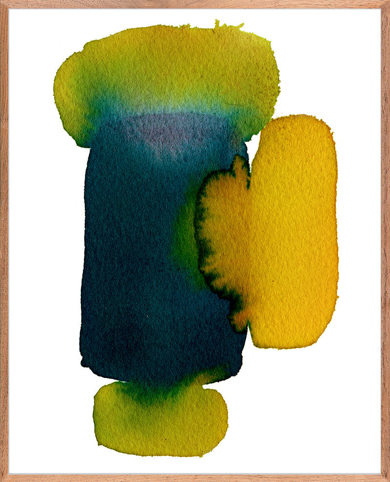Verdant Facet abstract painting, framed