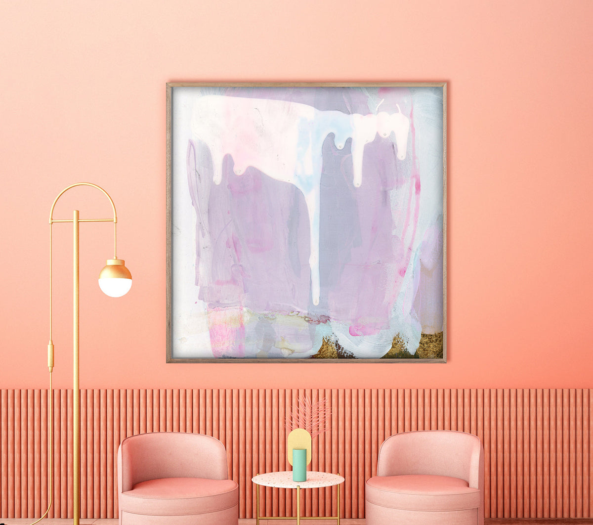 Coral Flow abstract painting in room setting