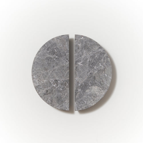 Halo Marble Cabinet Handle Set in Tundra Grey — matched pair
