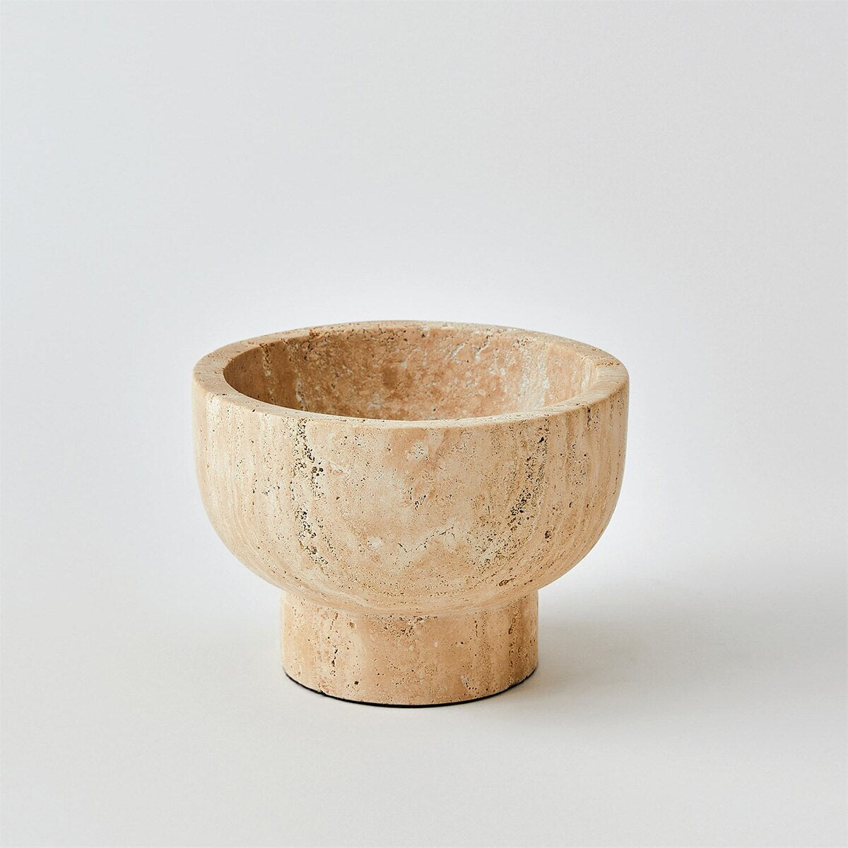 Abbey Travertine Bowl in solid travertine