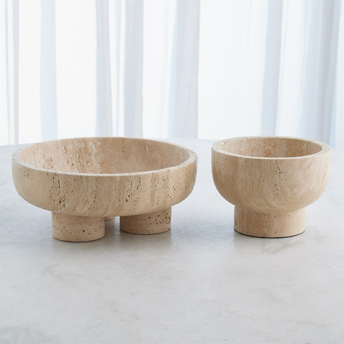 Abbey Travertine Bowl side profile