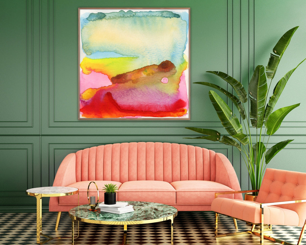 Petal Horizon abstract painting in room setting
