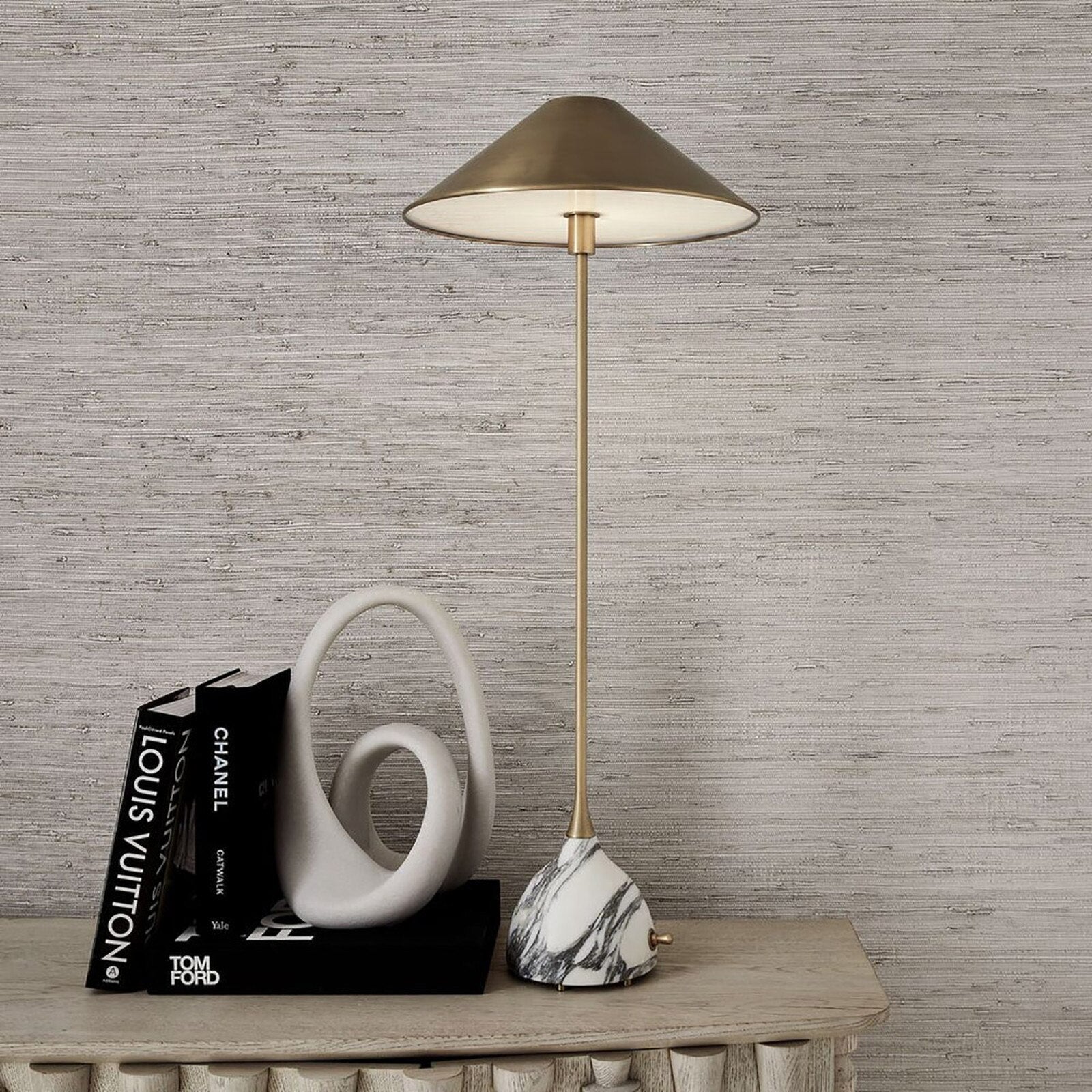 Cascata Marble Buffet Lamp - styled console