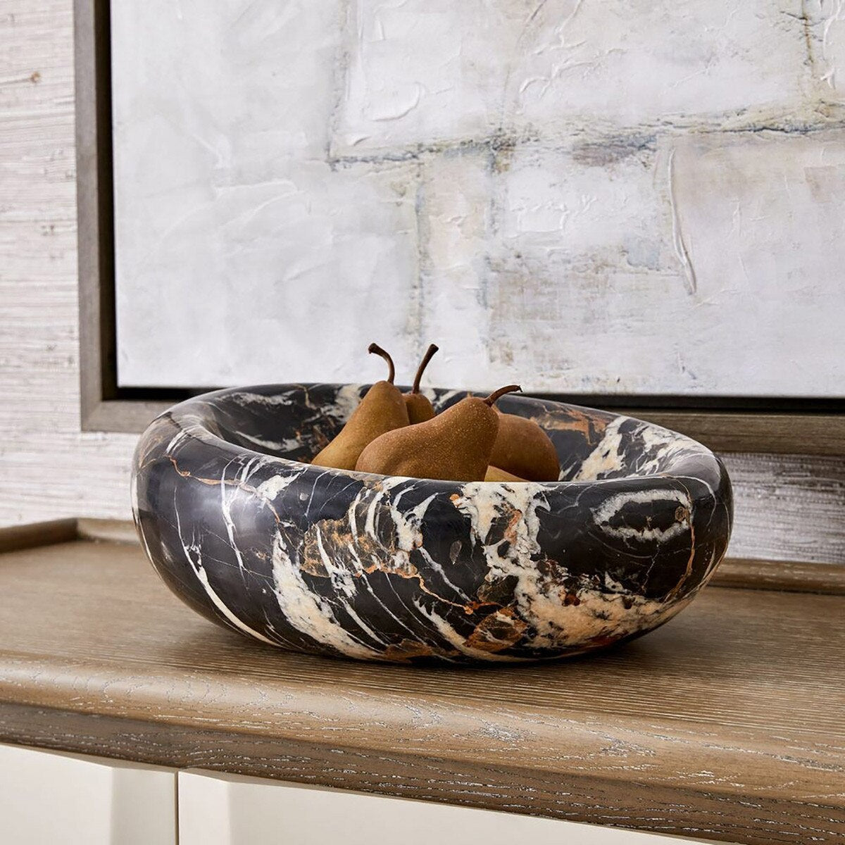 Cocoon Marble Bowl large styled on console