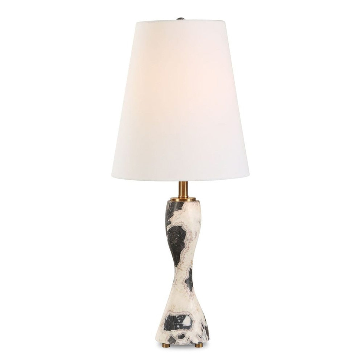 Domino Marble Buffet Lamp — hourglass black and white marble base with linen shade, by Rachel Blindauer
