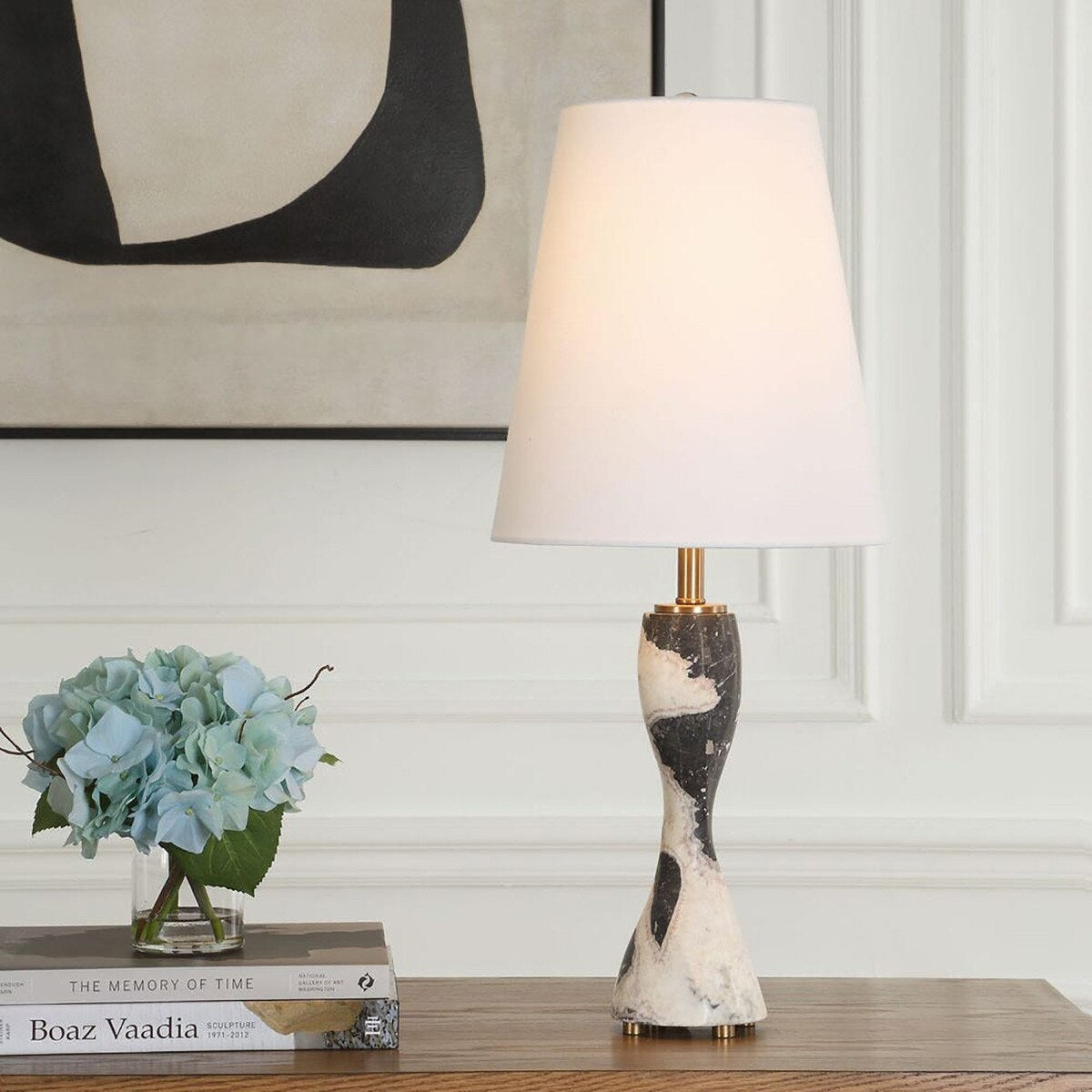 Domino Marble Buffet Lamp scale view, by Rachel Blindauer