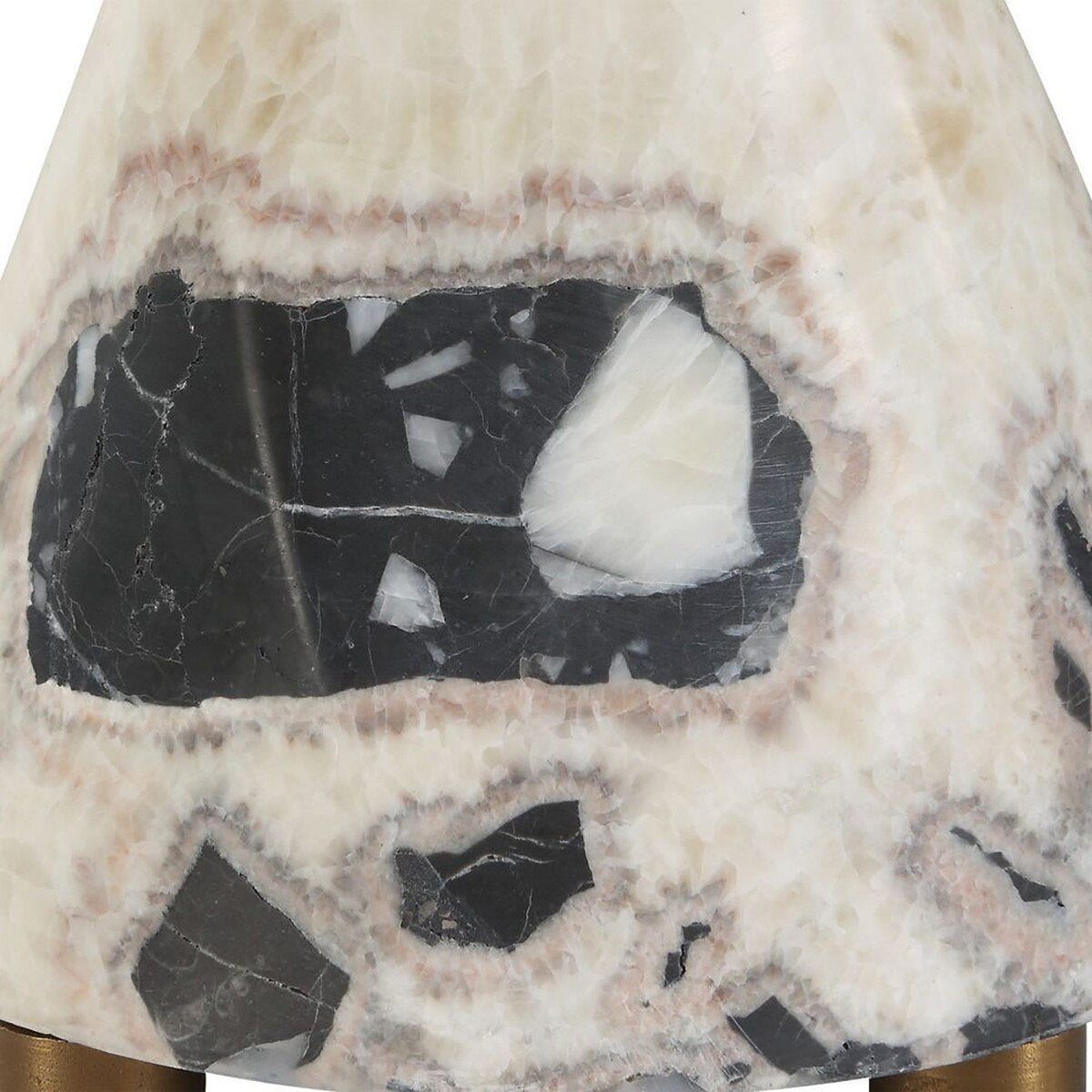 Domino Marble Buffet Lamp styled on a console, by Rachel Blindauer