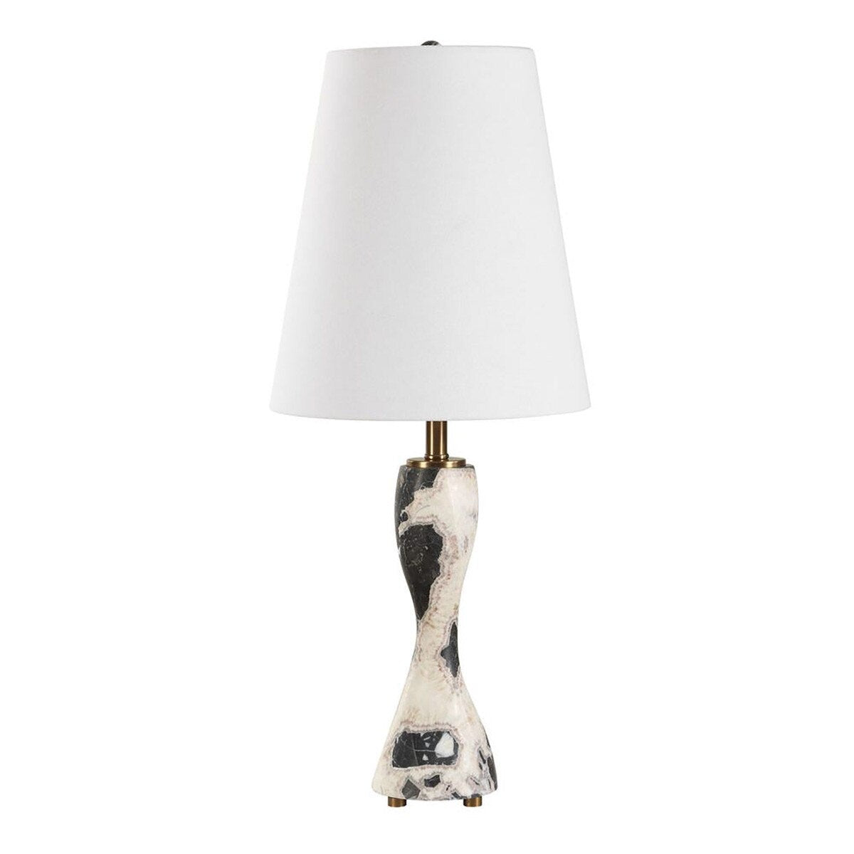 Domino Marble Buffet Lamp detail — black and white marble veining, by Rachel Blindauer