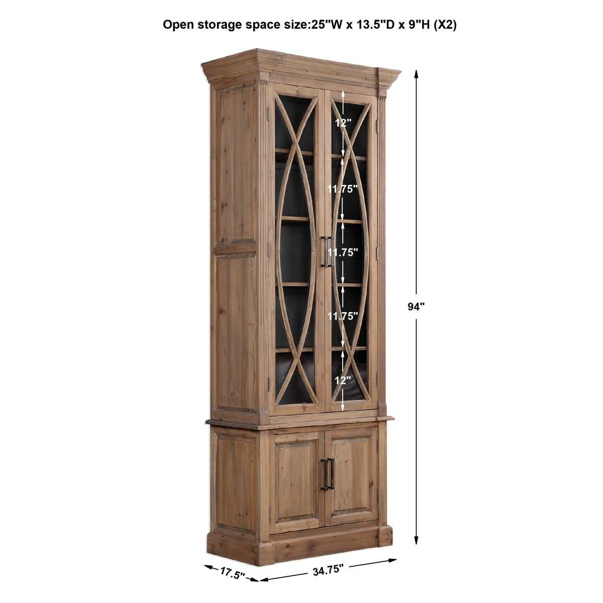 Ellery Weathered Oak Display Cabinet — by Rachel Blindauer