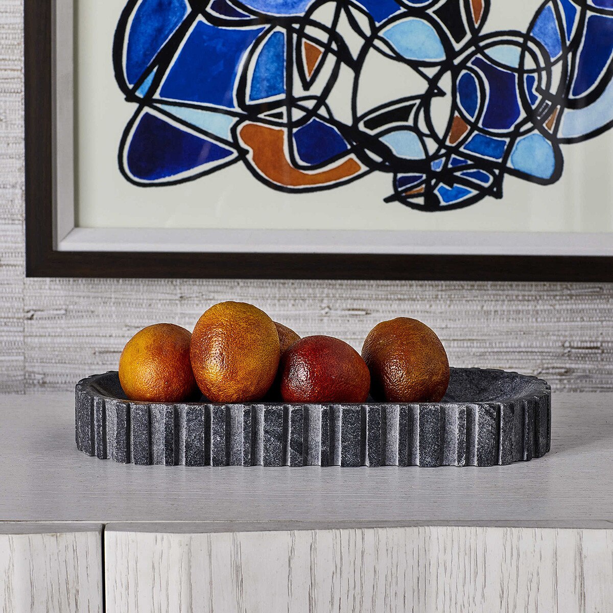 Ellipse Marble Bowl styled on console