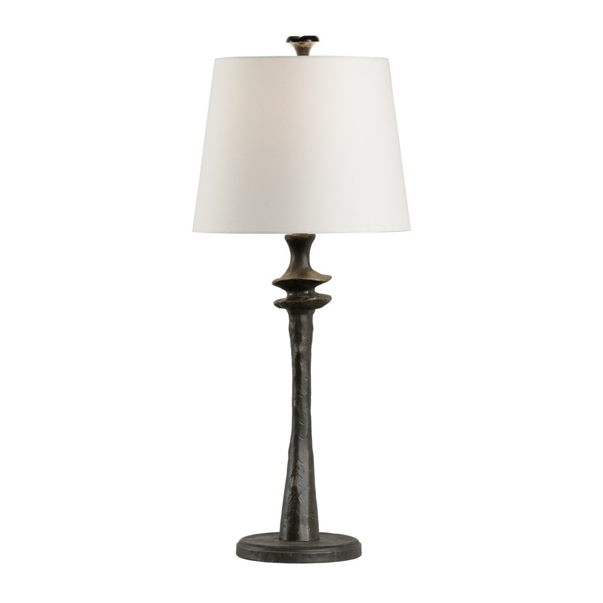 Ember Bronze Table Lamp with dark bronze iron body and linen shade