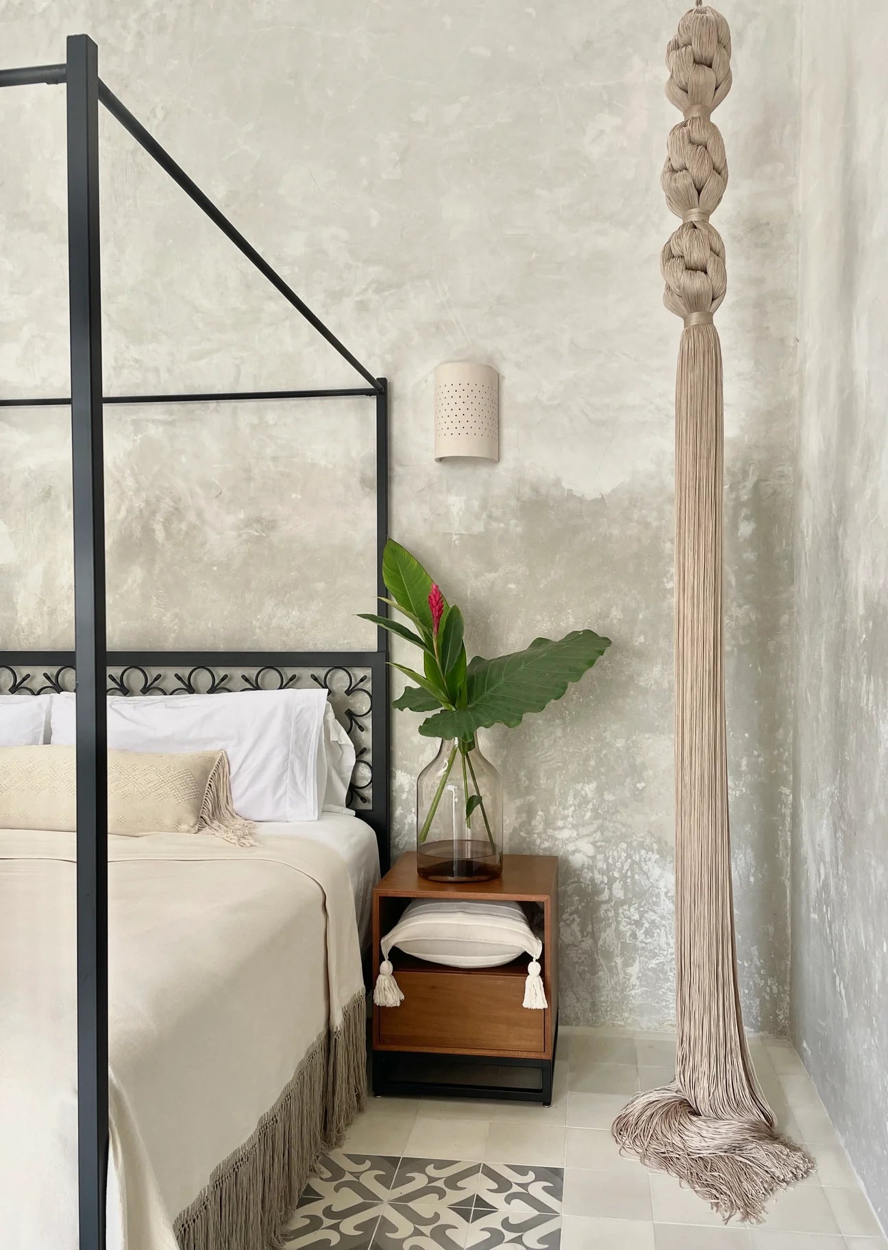 Cascade Oversized Hand-Knotted Tassel – Floor-to-Ceiling Fiber Wall Sculpture
