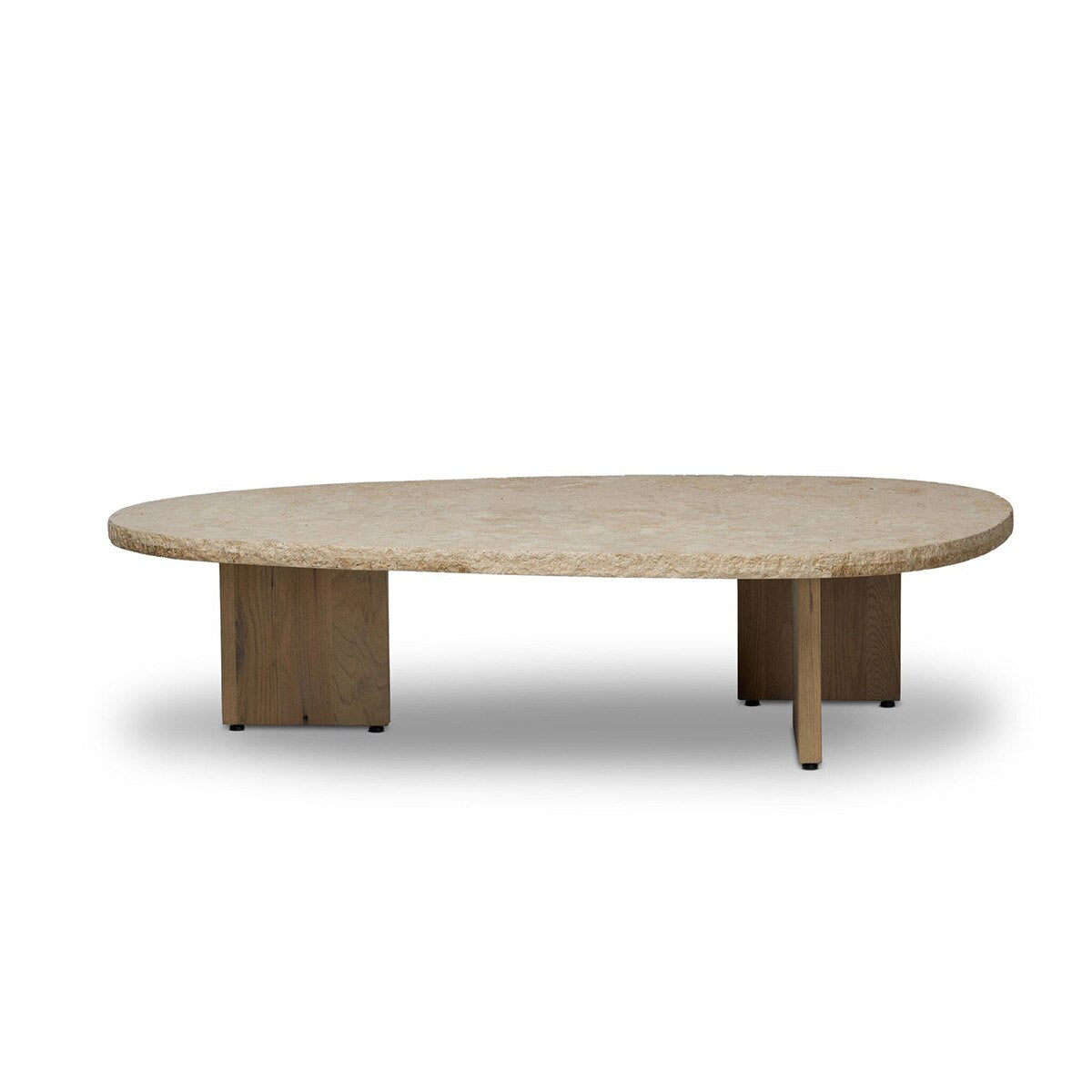 Anchor Coffee Table — Travertine & Oak, detail