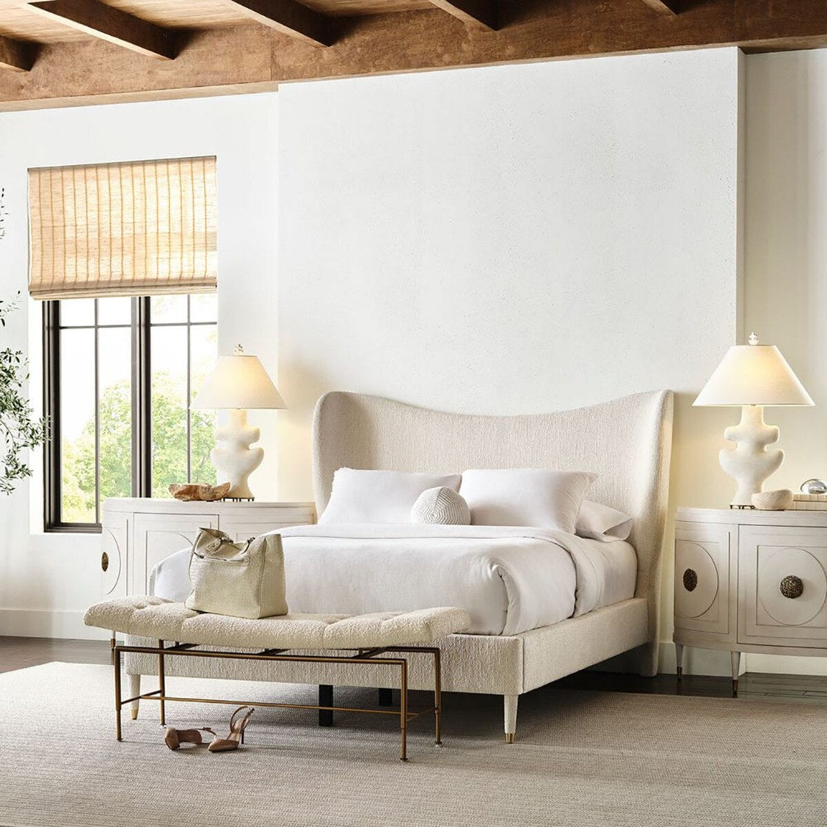 Foliate Plaster Table Lamp lit glow view