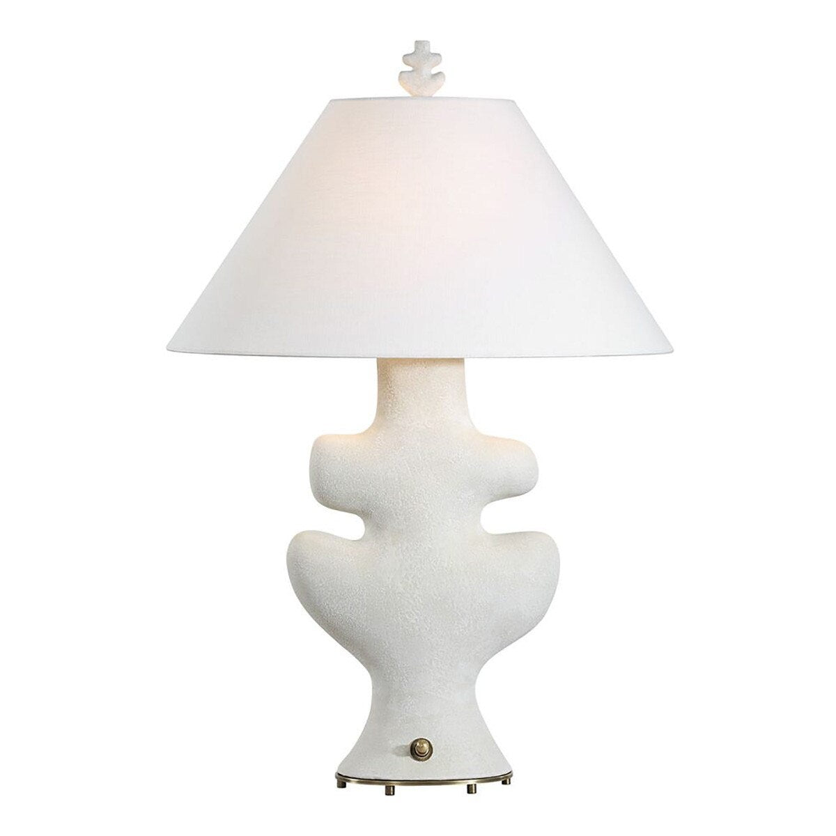 Foliate Plaster Table Lamp with organic leaf-shaped ceramic base