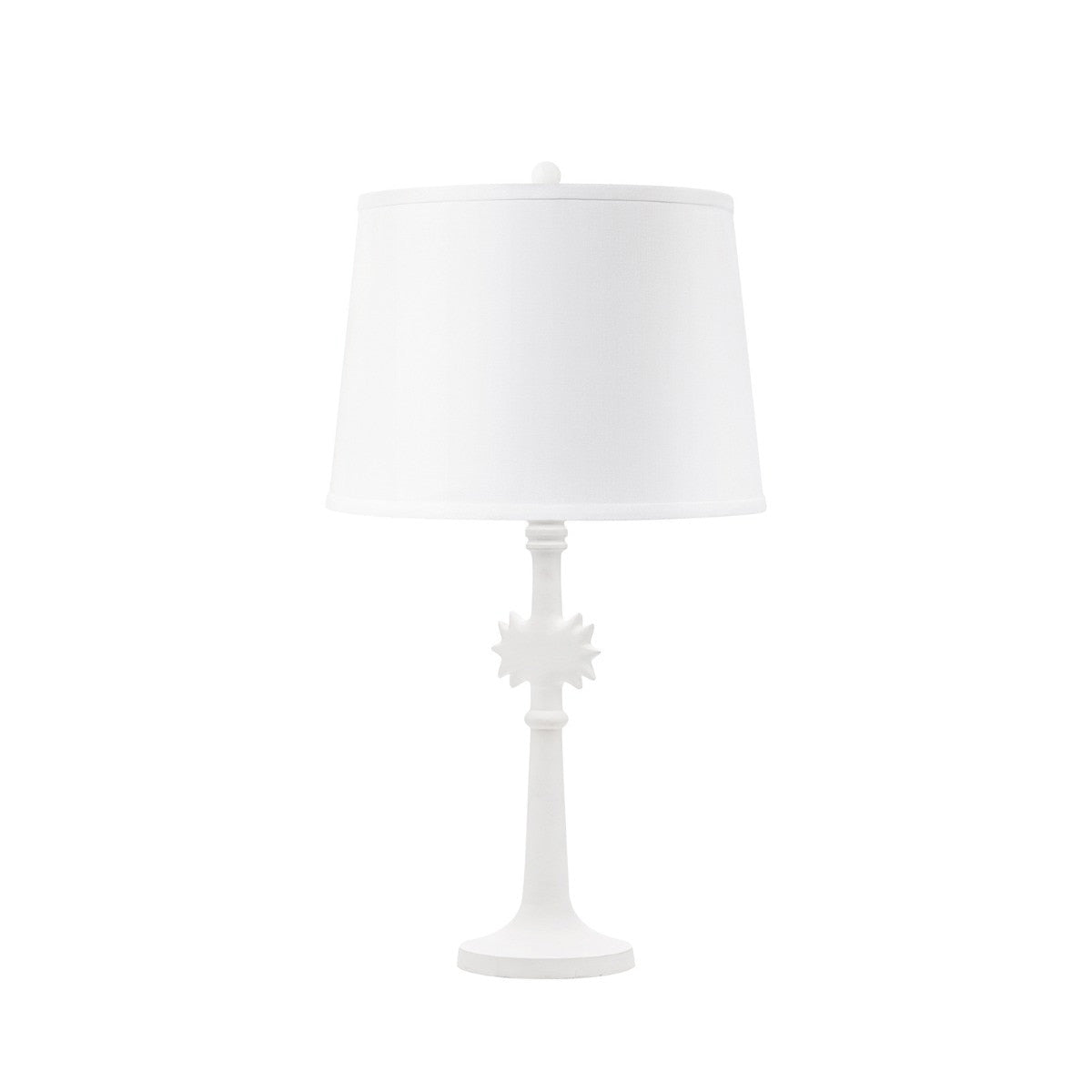 Halcyon Table Lamp Base — sculpted sun motif in hand-cast plaster-white metal, sculptural lighting by Rachel Blindauer