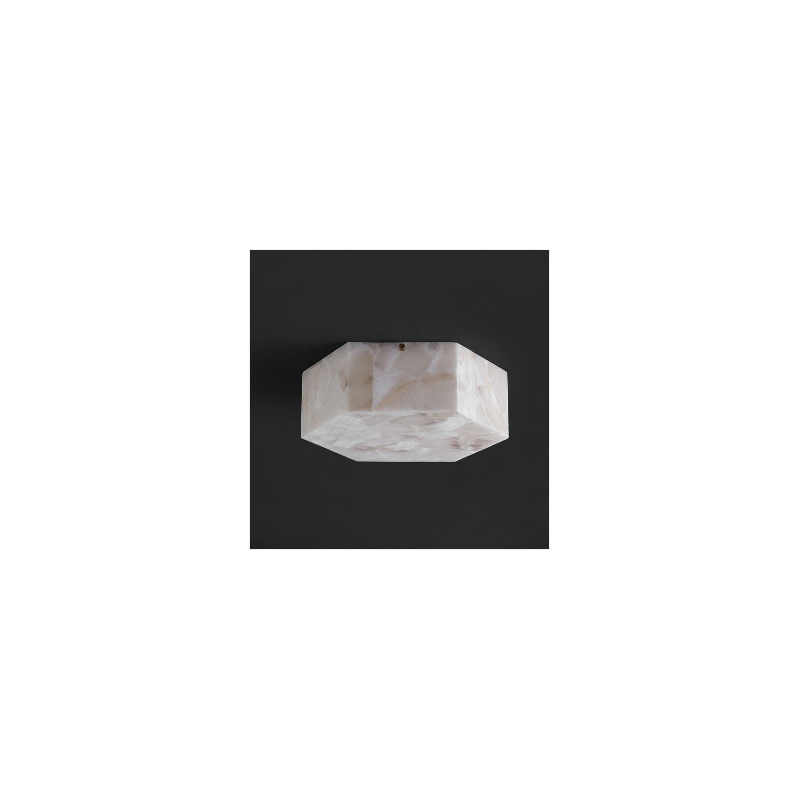 Halo Alabaster Flush Mount illuminated — warm 2700K glow, by Rachel Blindauer