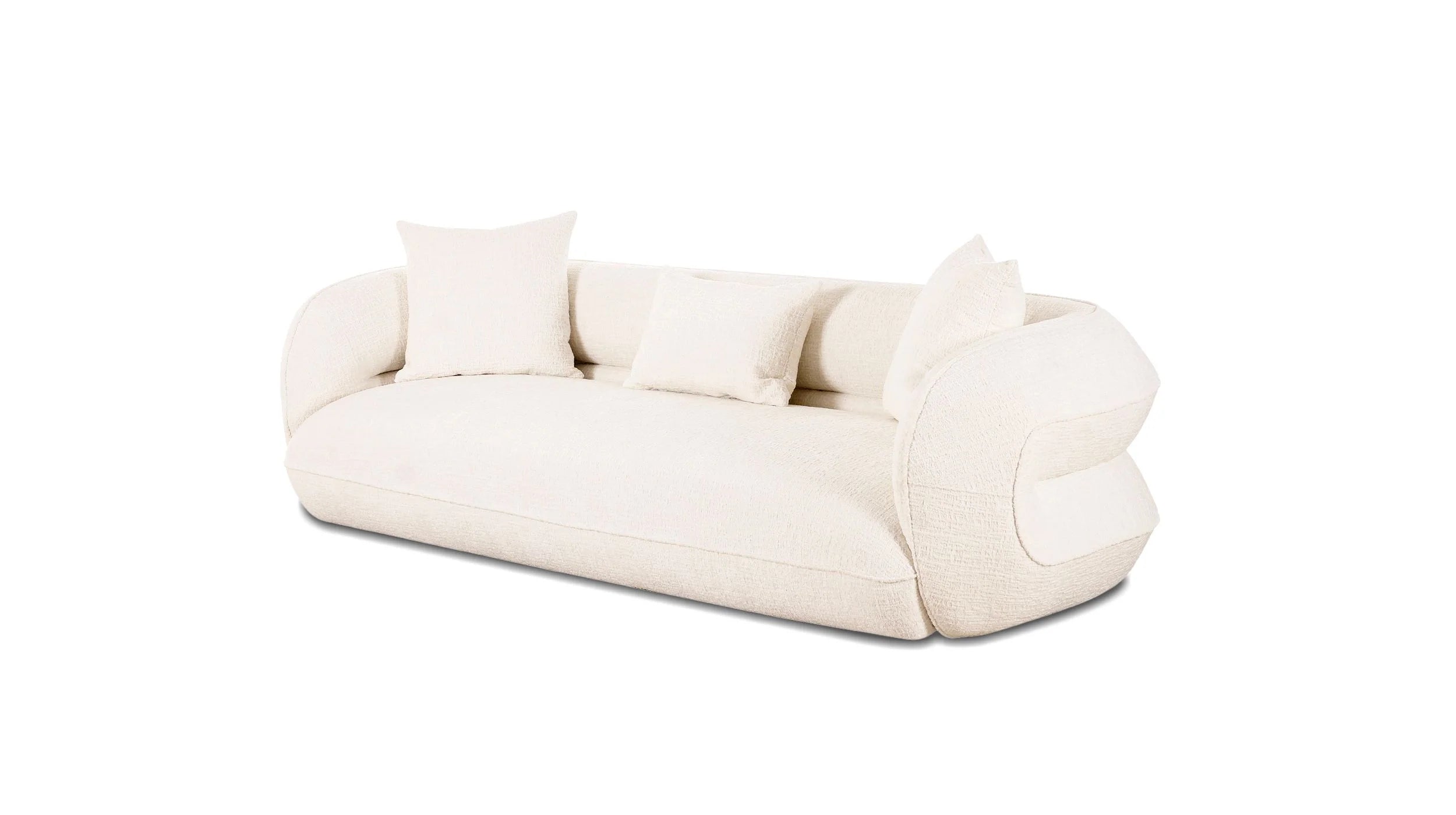 Laurent Textured Velvet Sofa in White