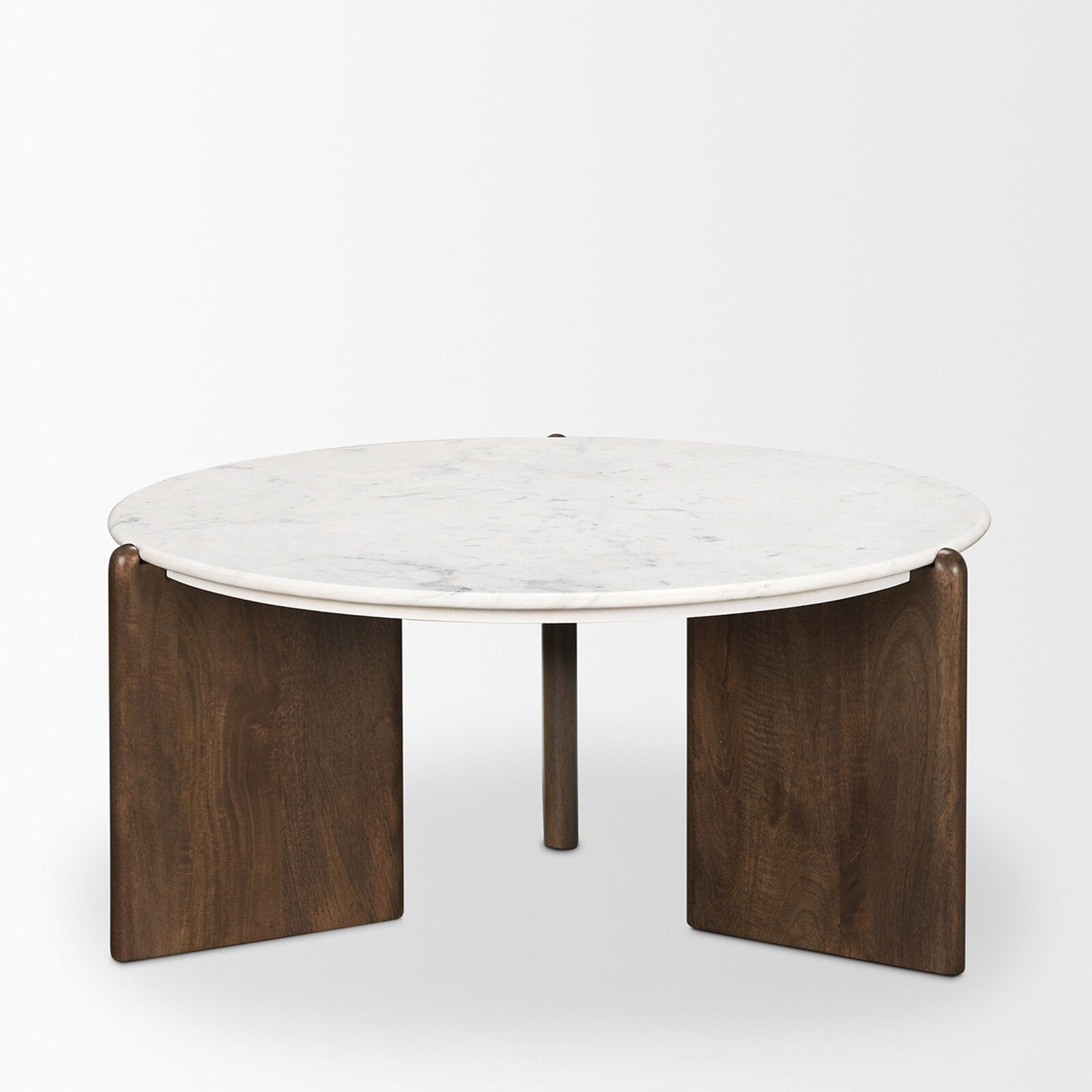 Mercana Rumer Dark Brown Wood Coffee Table with White Marble